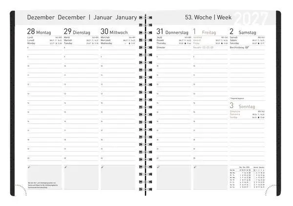 Bild: 9783819305009 | Buchkalender Wochentimer Spirale dunkelblau 2027 | Korsch Verlag