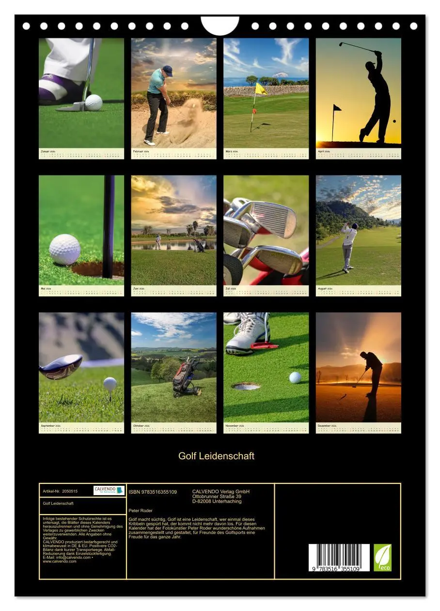 Bild: 9783516355109 | Golf Leidenschaft (Wandkalender 2026 DIN A4 hoch), CALVENDO...