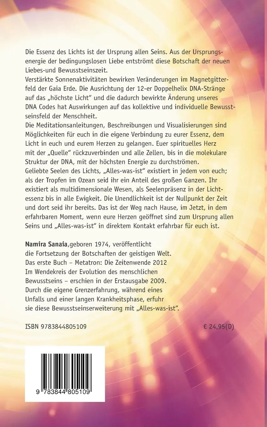 Rückseite: 9783844805109 | Metatron: Bewusstsein im Licht | Die Neuausrichtung nach 2012 | Sanaia