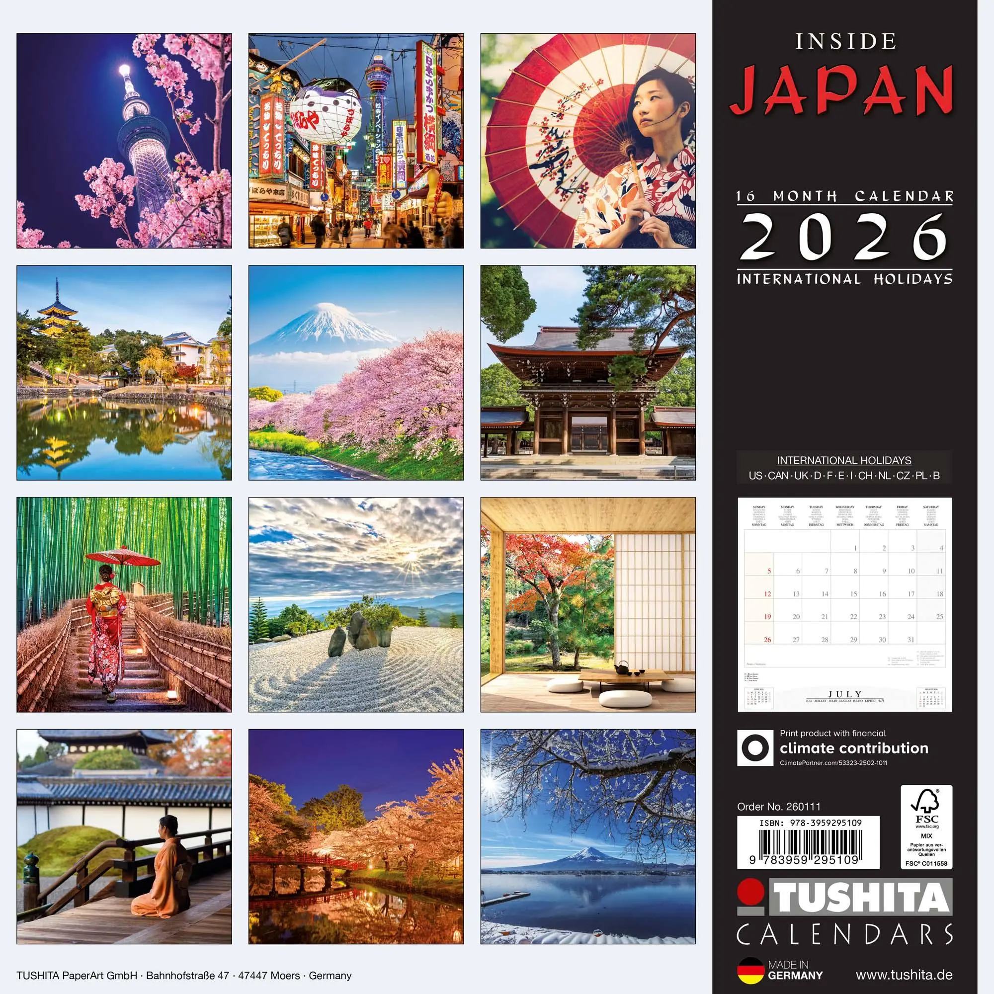 Rückseite: 9783959295109 | Inside Japan 2026 | Kalender 2026 | Kalender | Mindful editions | 2026