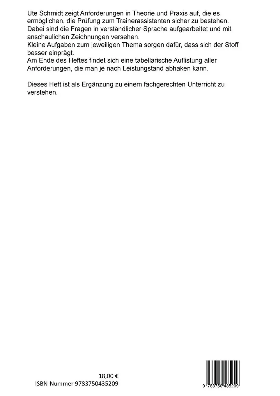 Rückseite: 9783750435209 | Trainerassistent Reiten | Ute Schmidt | Taschenbuch | Paperback | 2021