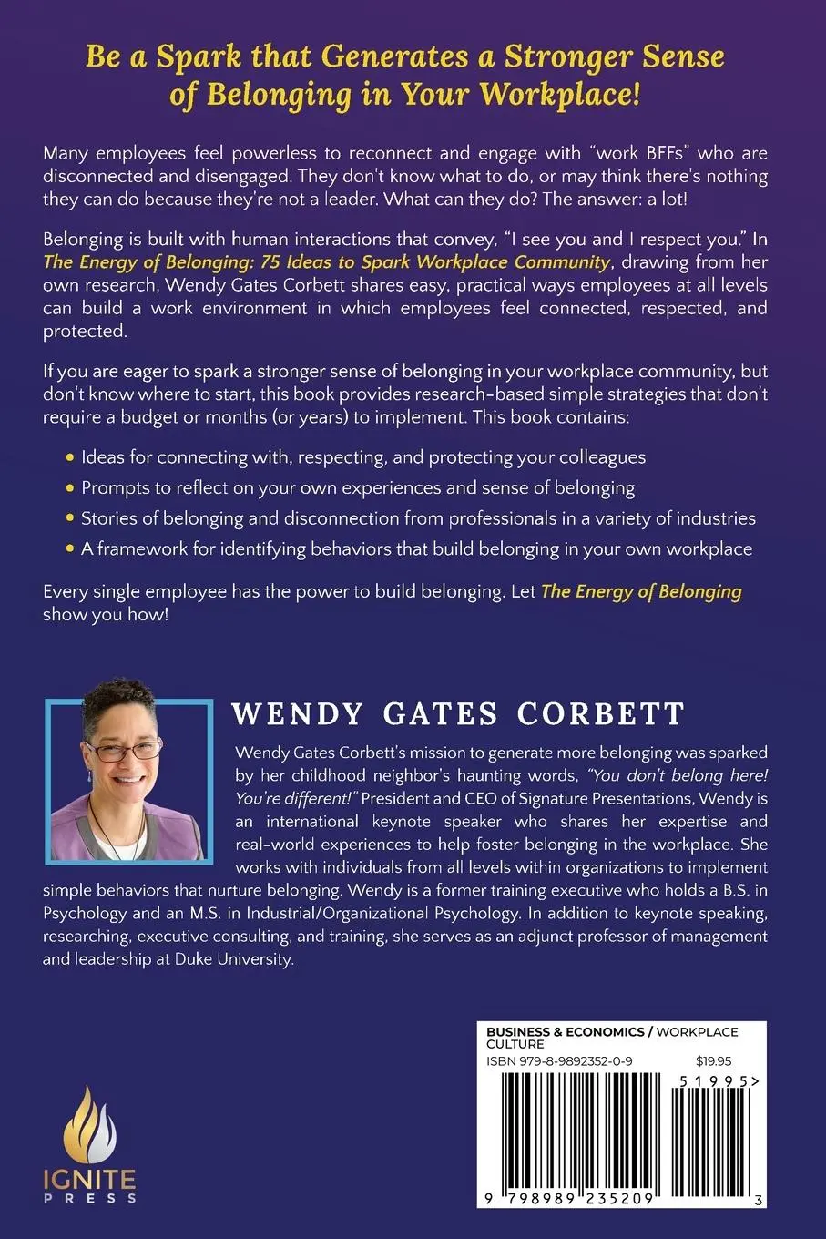 Rückseite: 9798989235209 | The Energy of Belonging | 75 Ideas to Spark Workplace Community | Buch