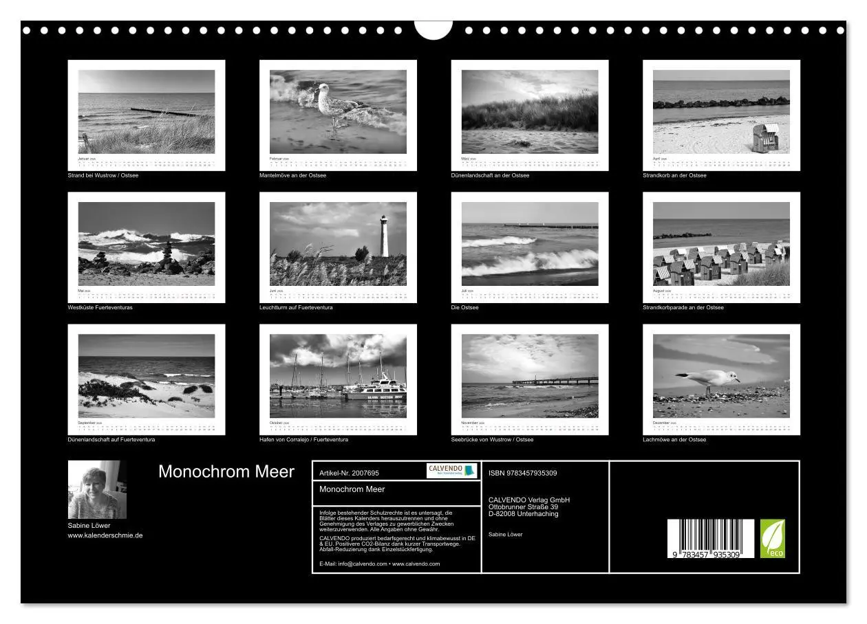 Bild: 9783457935309 | Monochrom Meer (Wandkalender 2026 DIN A3 quer), CALVENDO...