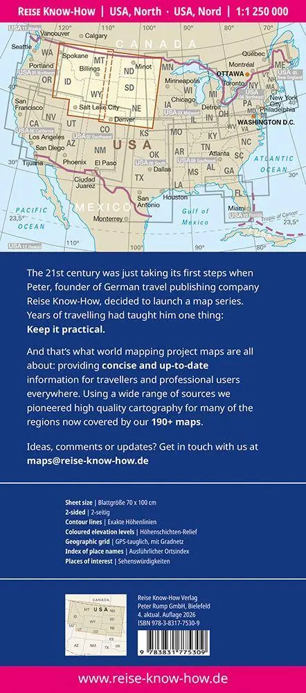 Bild: 9783831775309 | Reise Know-How Landkarte USA 02, Nord USA North (1:1.250.000) | 2 S.