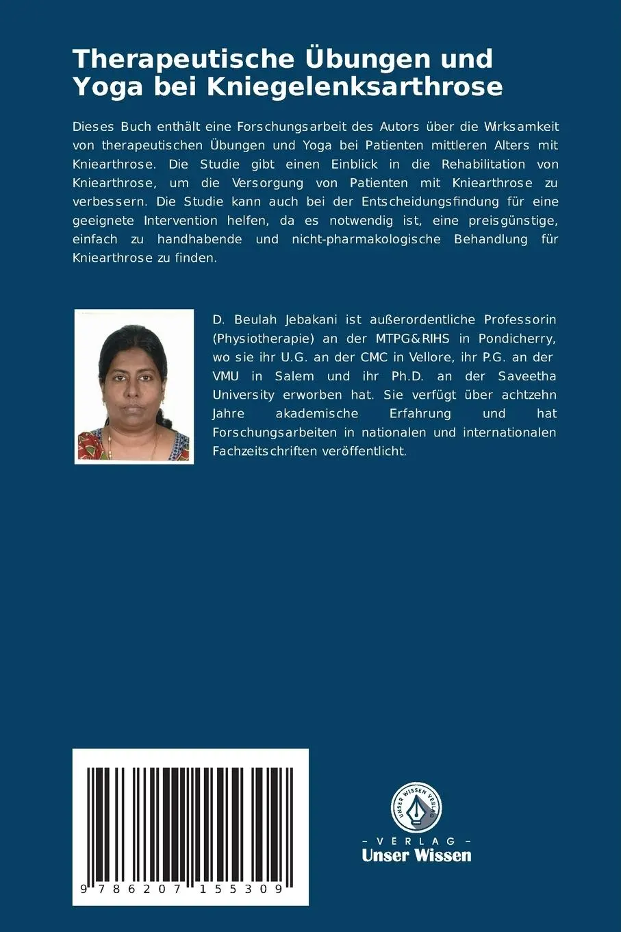 Rückseite: 9786207155309 | Therapeutische Übungen und Yoga bei Kniegelenksarthrose | Jebakani