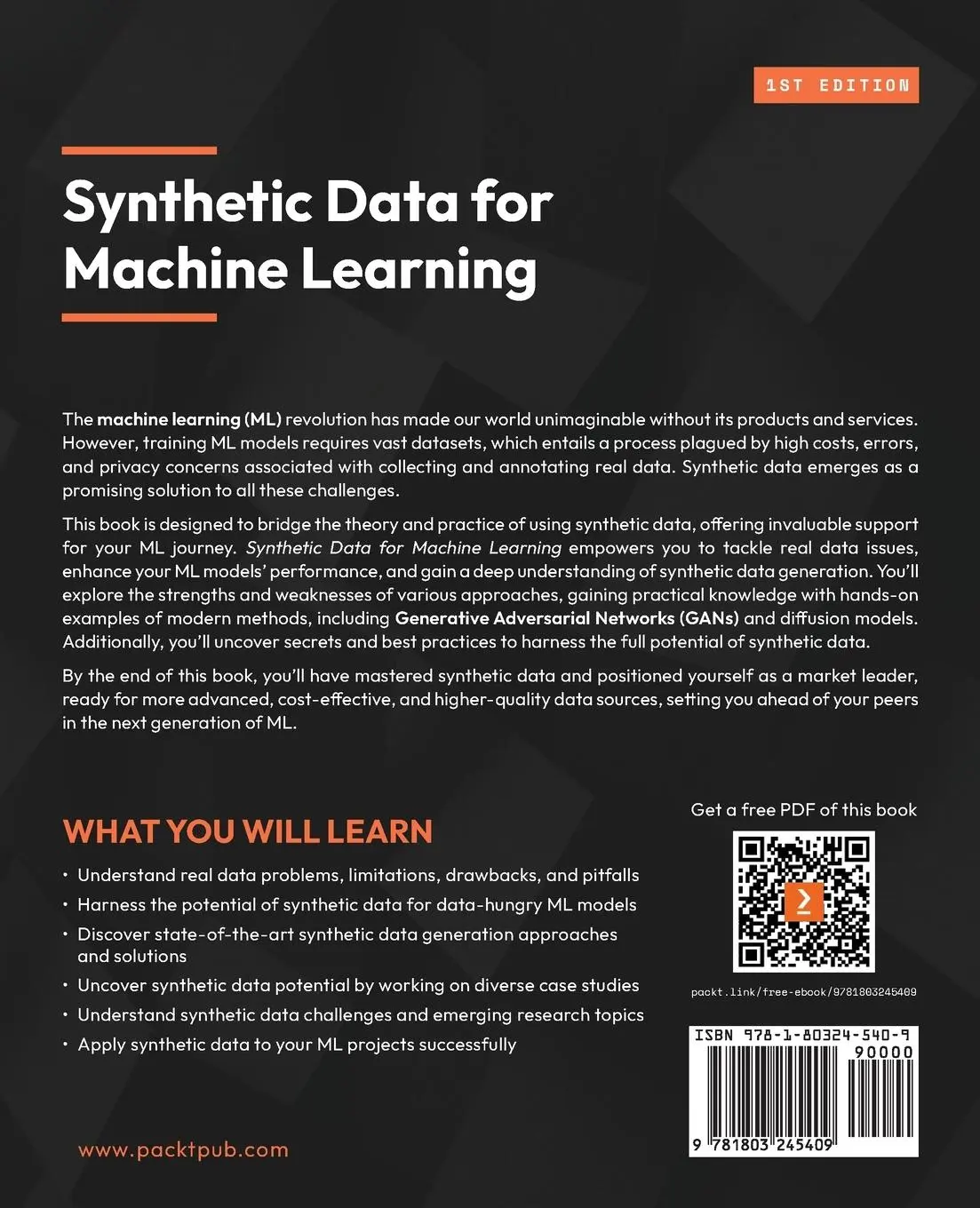 Rückseite: 9781803245409 | Synthetic Data for Machine Learning | Abdulrahman Kerim | Taschenbuch