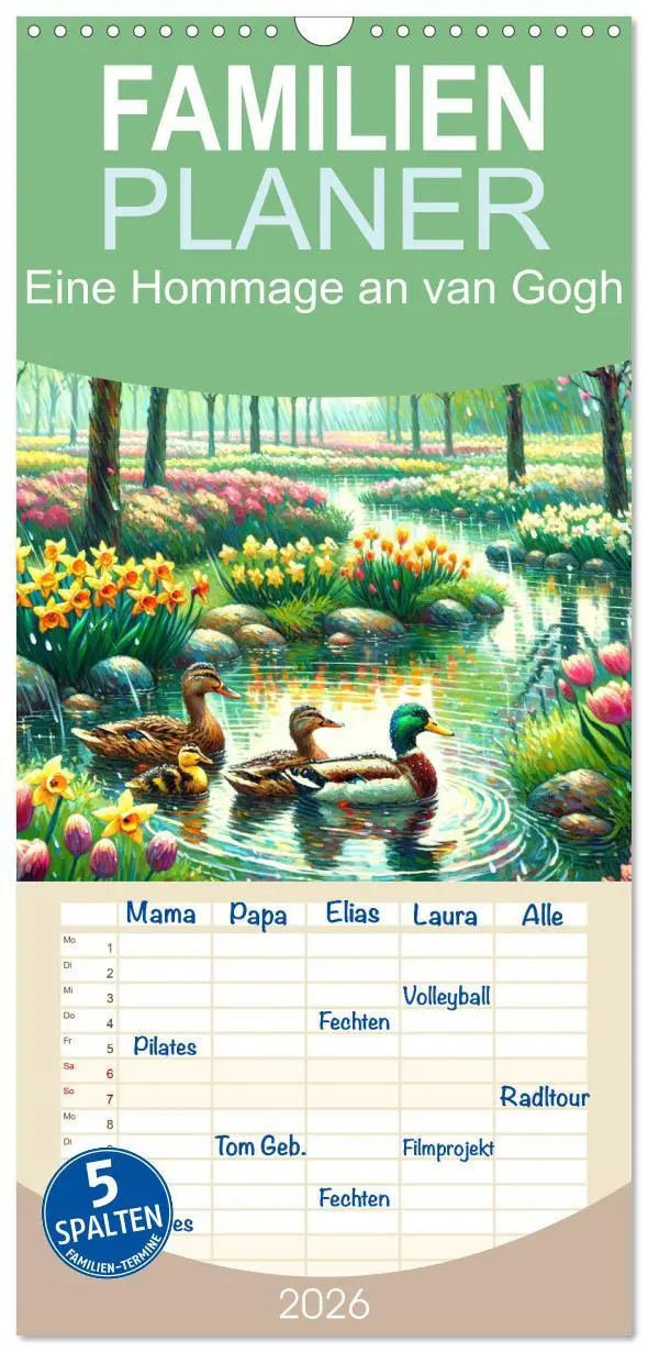 Cover: 9783516495409 | Familienplaner 2026 - Eine Hommage an van Gogh mit 5 Spalten...