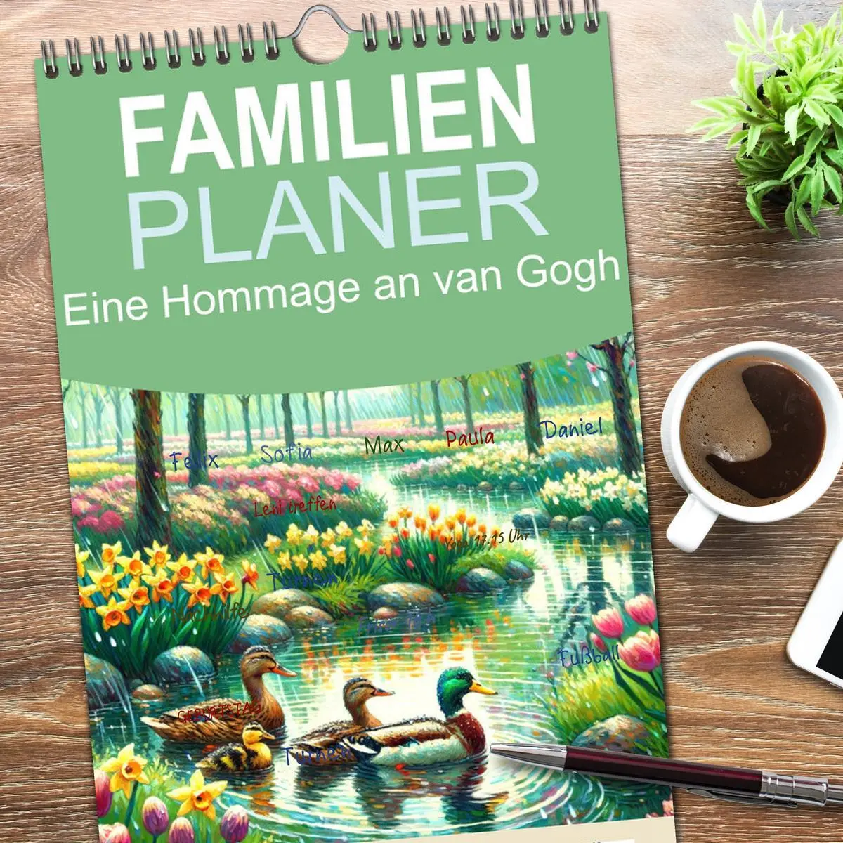 Bild: 9783516495409 | Familienplaner 2026 - Eine Hommage an van Gogh mit 5 Spalten...