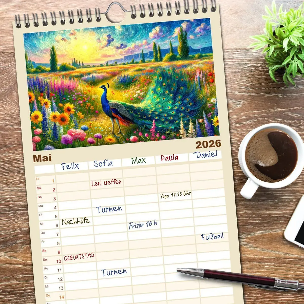 Bild: 9783516495409 | Familienplaner 2026 - Eine Hommage an van Gogh mit 5 Spalten...