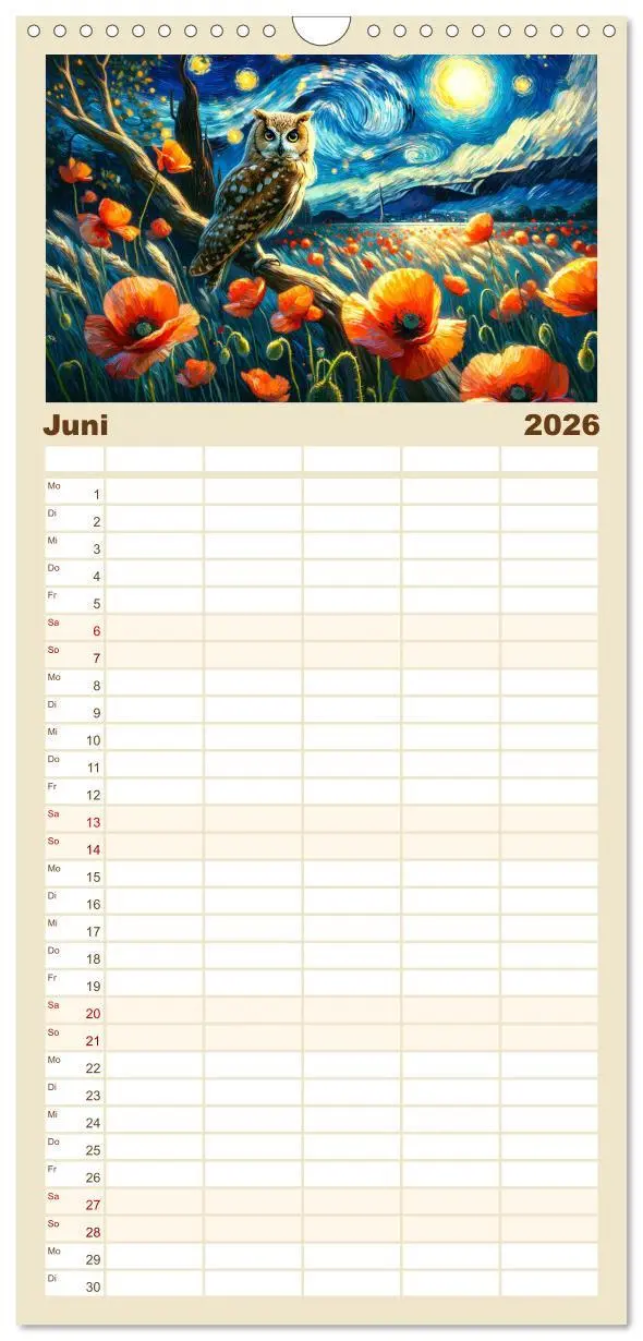 Bild: 9783516495409 | Familienplaner 2026 - Eine Hommage an van Gogh mit 5 Spalten...
