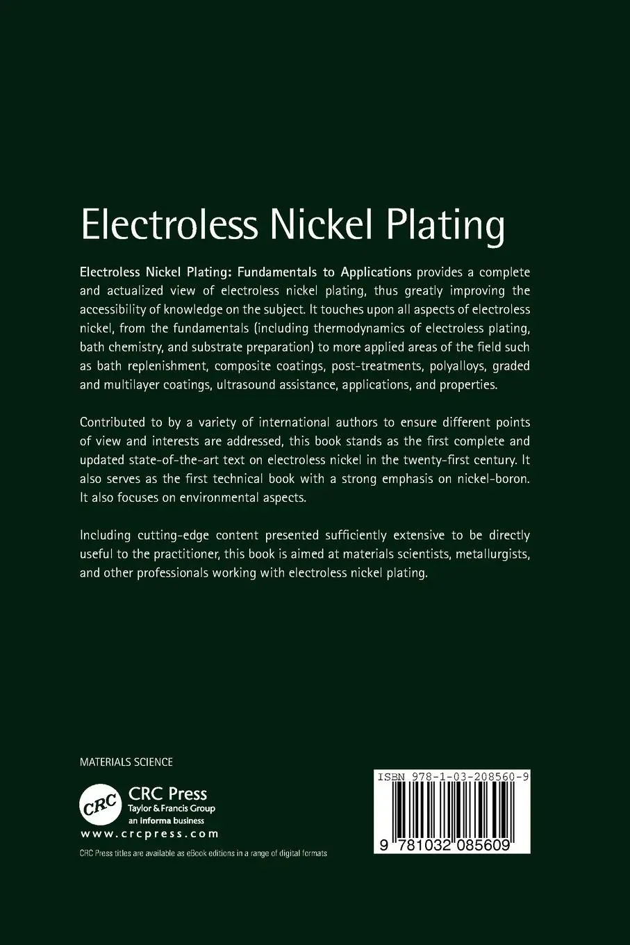Rückseite: 9781032085609 | Electroless Nickel Plating | Fundamentals to Applications | Buch
