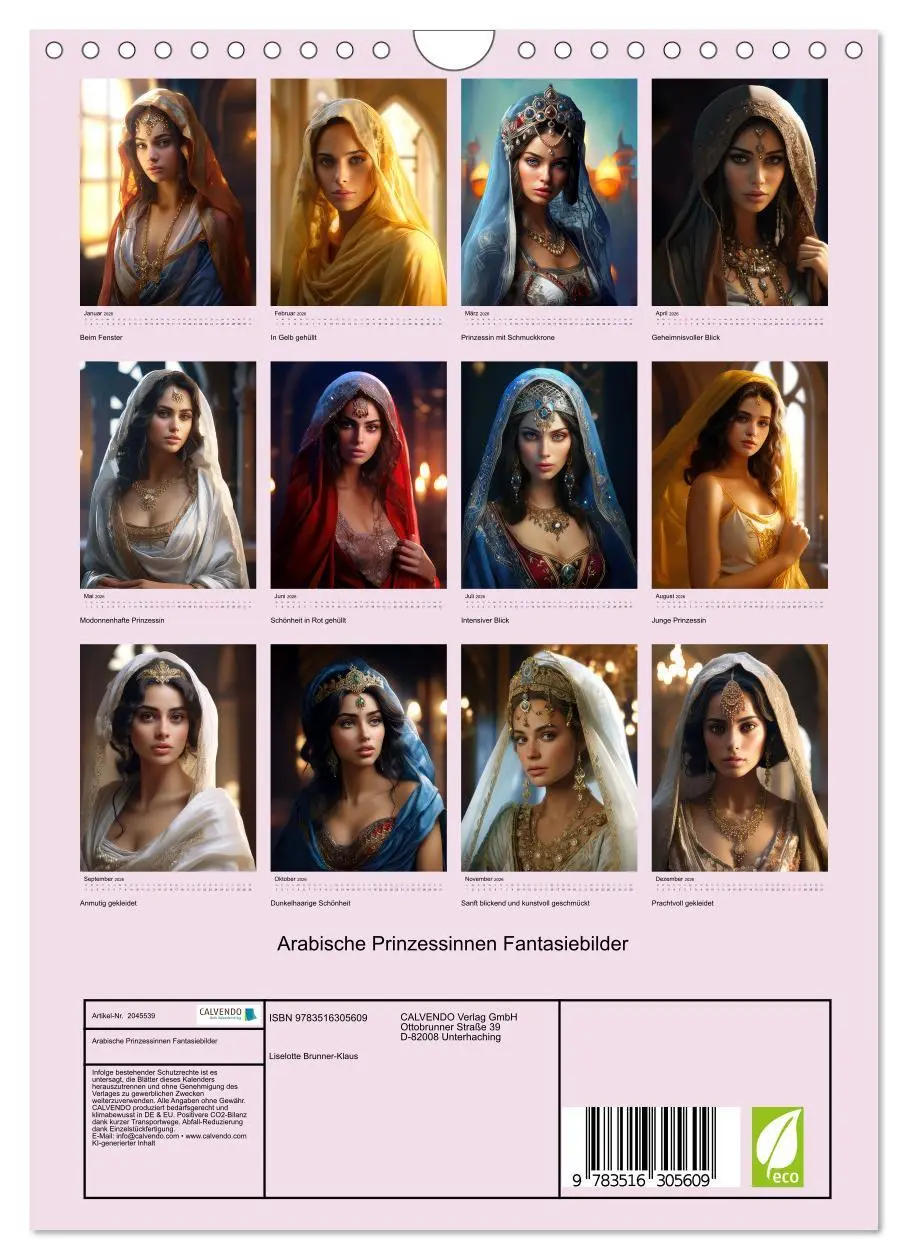 Bild: 9783516305609 | Arabische Prinzessinnen Fantasiebilder (Wandkalender 2026 DIN A4...