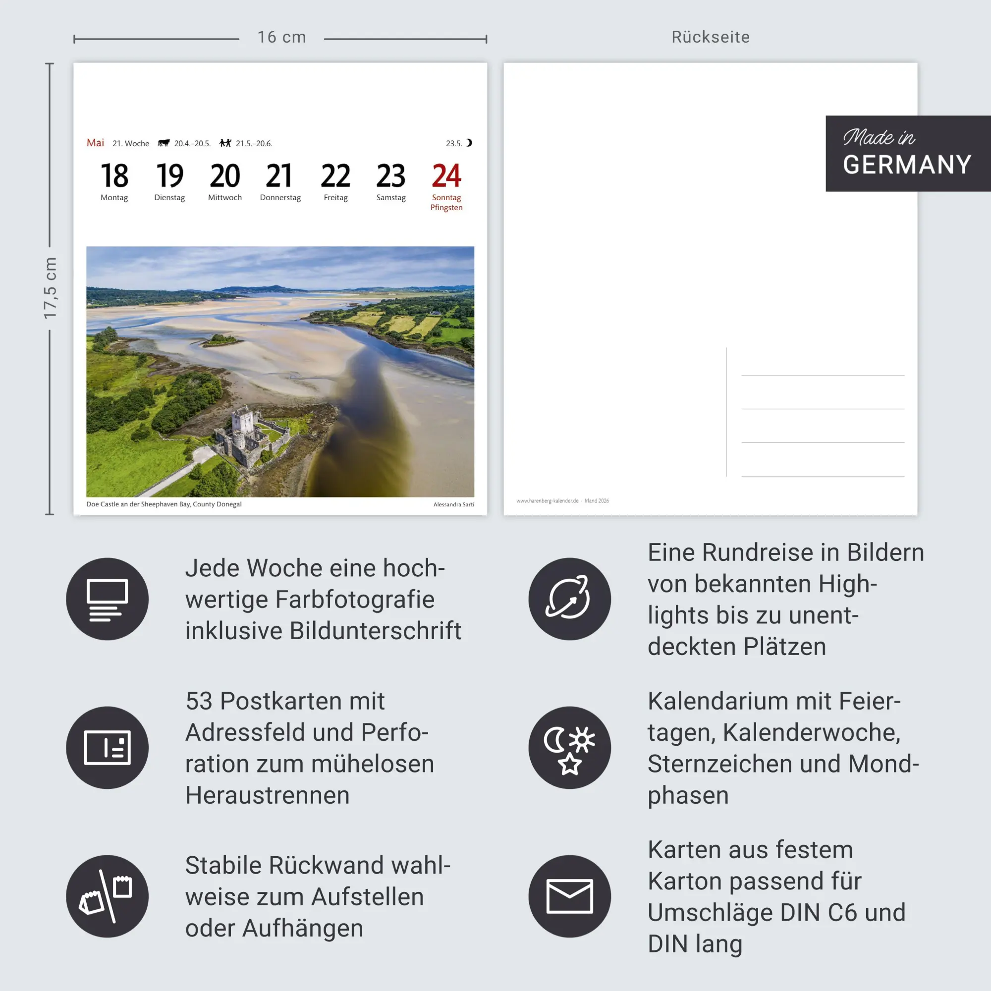 Bild: 9783840035609 | Irland Sehnsuchtskalender 2026 - Wochenkalender mit 53 Postkarten