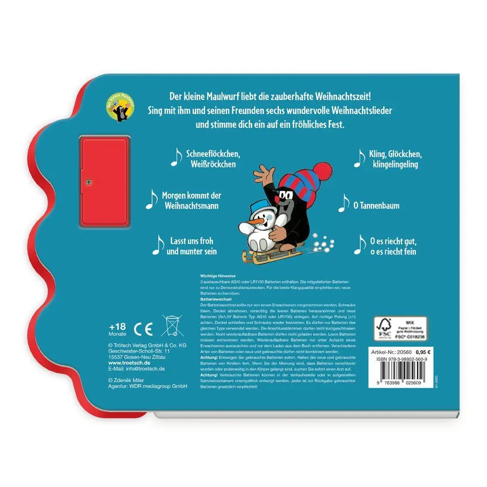 Bild: 9783988025609 | TRÖTSCH - Der kleine Maulwurf Soundbuch Weihnachtslieder Ab 18 Monaten