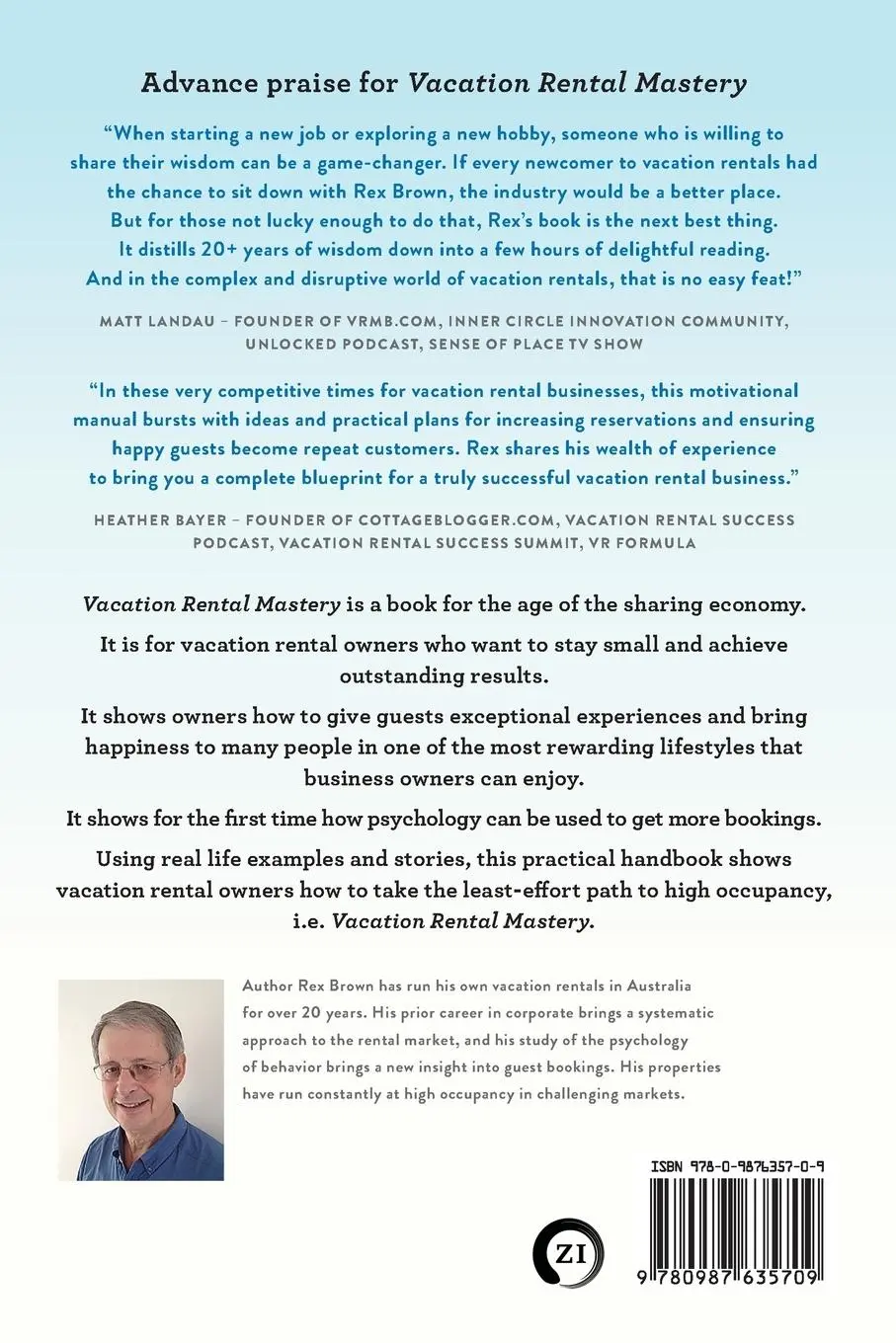 Rückseite: 9780987635709 | Vacation Rental Mastery | Rex M Brown | Taschenbuch | Englisch | 2018