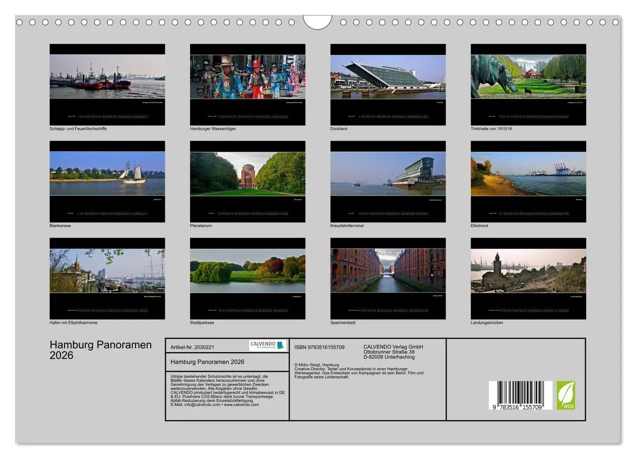 Bild: 9783516155709 | Hamburg Panoramen 2026 (Wandkalender 2026 DIN A3 quer), CALVENDO...