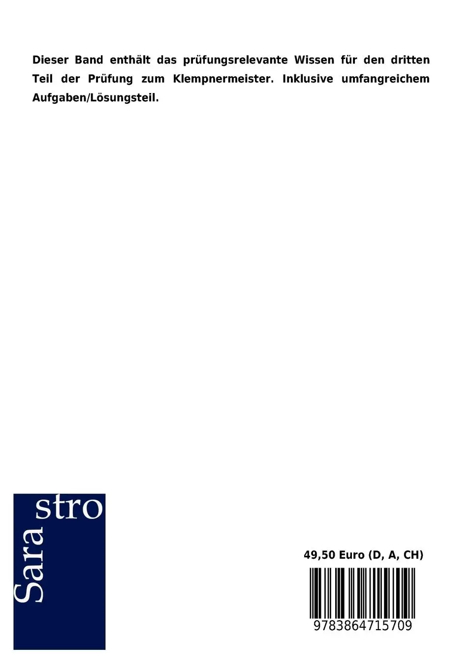 Rückseite: 9783864715709 | Klempnermeister - Das prüfungsrelevante Wissen | Band 3 | Gmbh | Buch