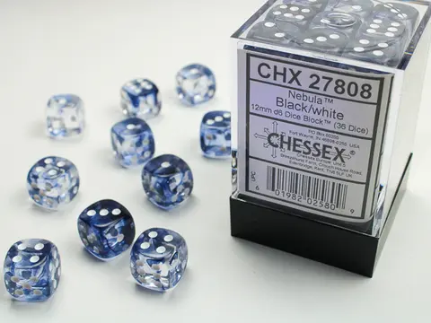 Cover: 601982025809 | Nebula® 12mm d6 Black/white Dice Block™ (36 dice) | deutsch | Chessex