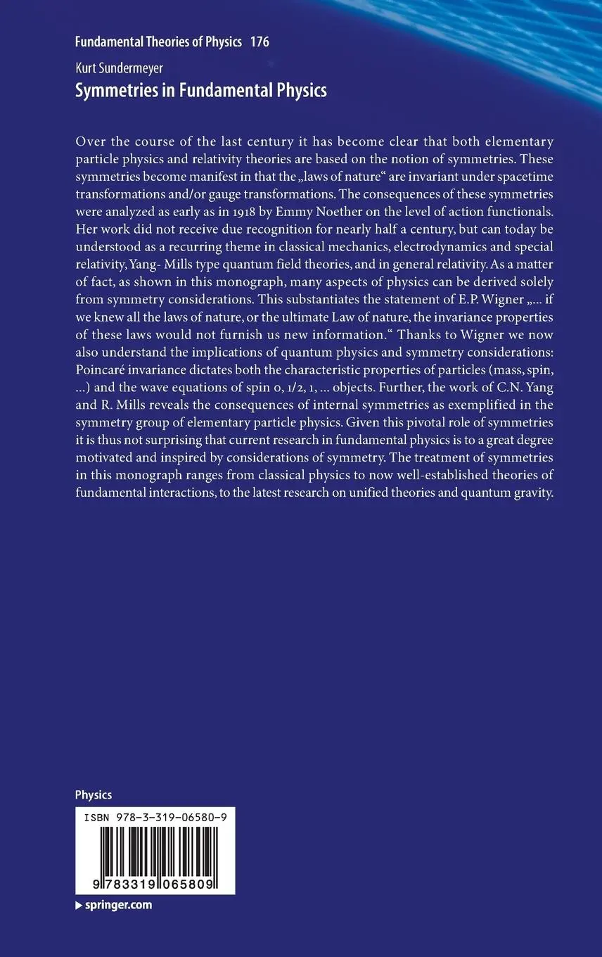 Rückseite: 9783319065809 | Symmetries in Fundamental Physics | Kurt Sundermeyer | Buch | xxviii