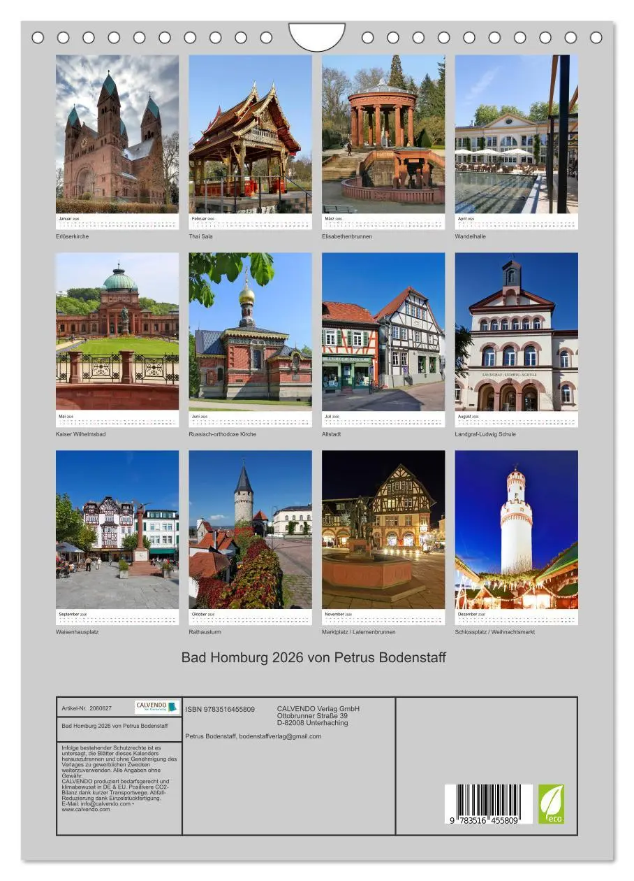 Bild: 9783516455809 | Bad Homburg 2026 von Petrus Bodenstaff (Wandkalender 2026 DIN A4...