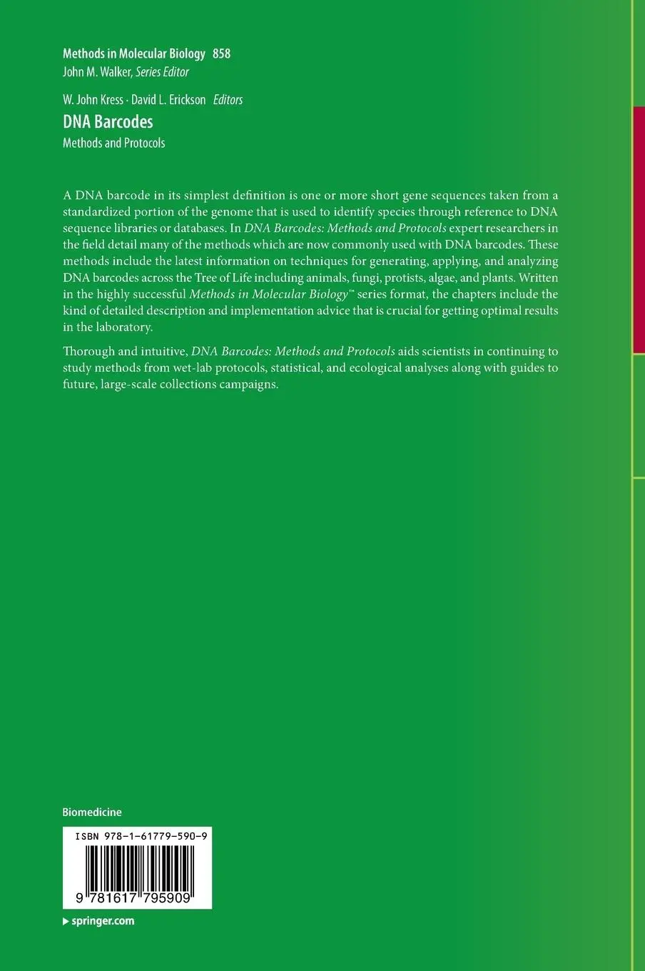 Rückseite: 9781617795909 | DNA Barcodes | Methods and Protocols | David L. Erickson (u. a.) | xv