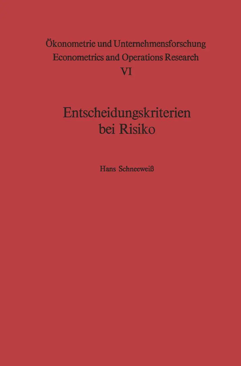 Cover: 9783642865909 | Entscheidungskriterien bei Risiko | H. Schneeweiß | Taschenbuch | xii