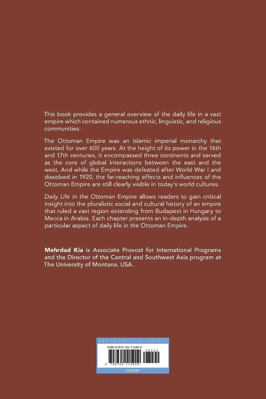 Rückseite: 9798765115909 | Daily Life in the Ottoman Empire | Mehrdad Kia | Taschenbuch | 2023
