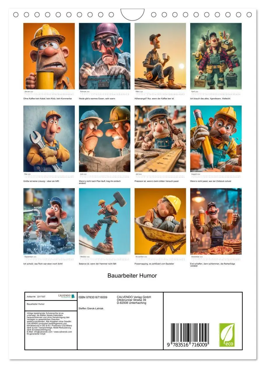 Bild: 9783516716009 | Bauarbeiter Humor (Wandkalender 2026 DIN A4 hoch), CALVENDO...