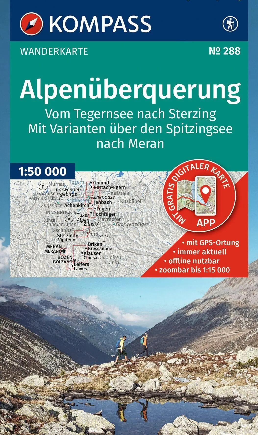 Cover: 9783991546009 | KOMPASS Wanderkarte 288 Alpenüberquerung, vom Tegernsee nach...