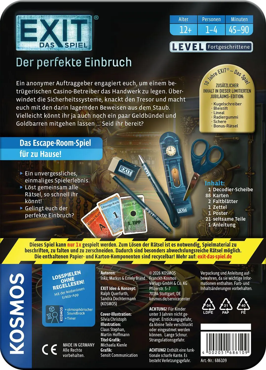 Bild: 4002051686109 | EXIT® - Das Spiel: Der perfekte Einbruch (Jubiläums-Edition) | Spiel