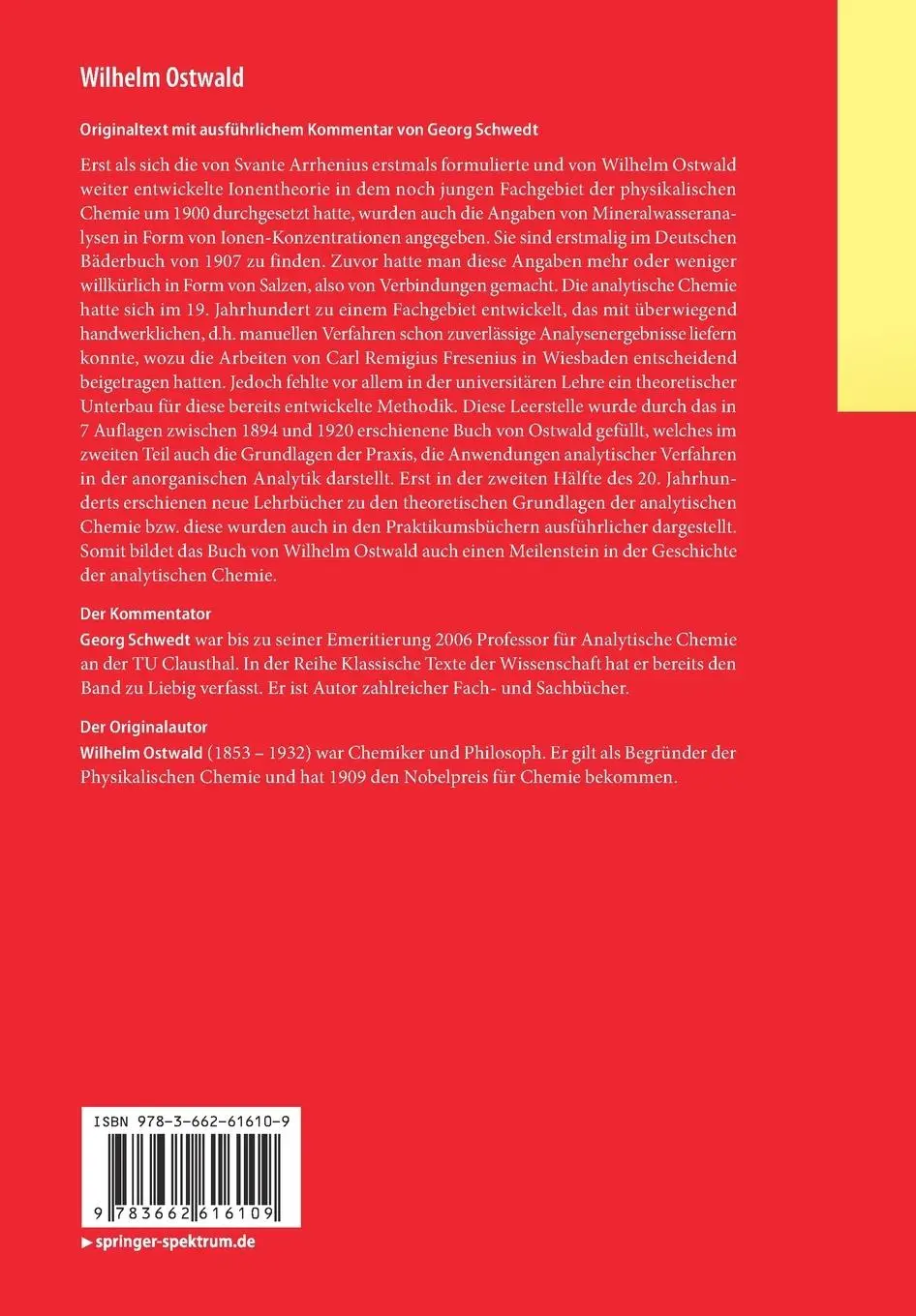 Rückseite: 9783662616109 | Wilhelm Ostwald | Georg Schwedt | Taschenbuch | v | Deutsch | 2021