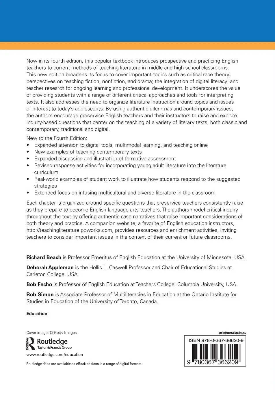 Rückseite: 9780367366209 | Teaching Literature to Adolescents | Deborah Appleman (u. a.) | Buch