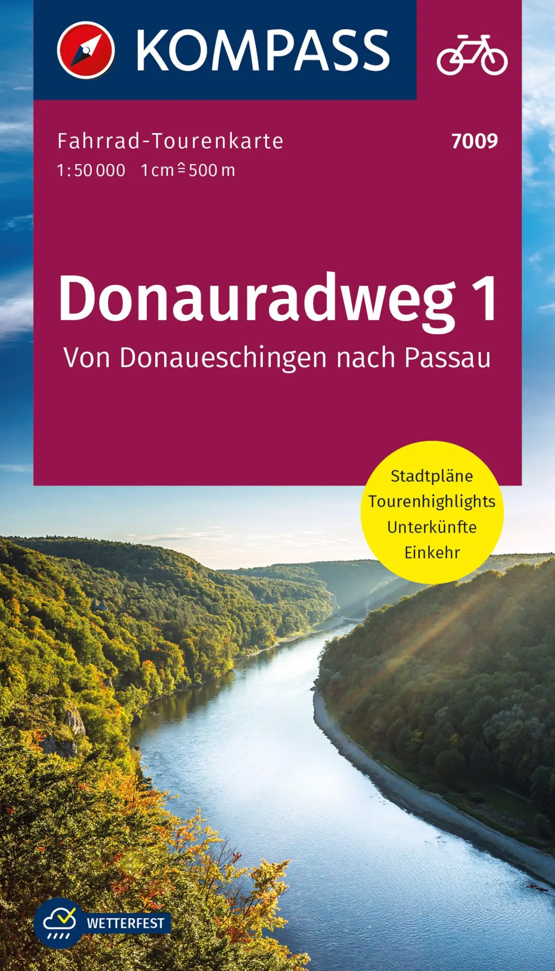 Cover: 9783991216209 | KOMPASS Fahrrad-Tourenkarte Donauradweg 1, von Donaueschingen nach...