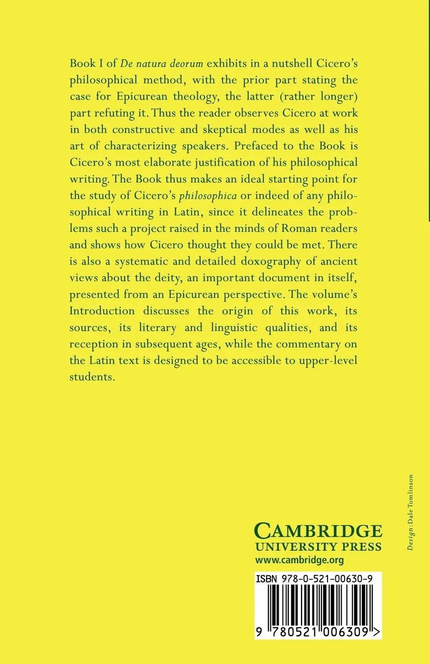 Rückseite: 9780521006309 | Cicero | de Natura Deorum Book I | Marcus Tullius Cicero (u. a.)