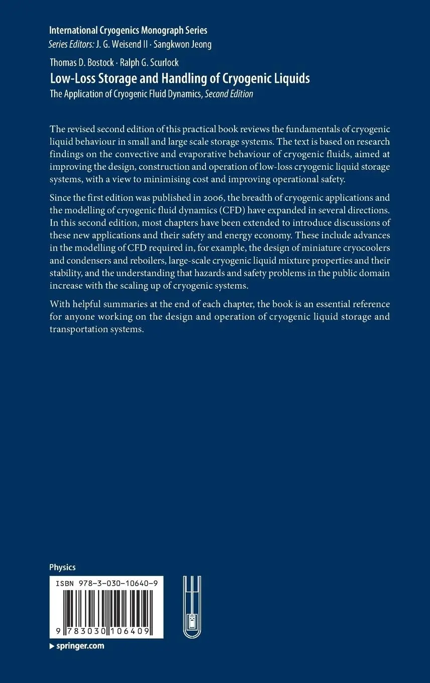 Rückseite: 9783030106409 | Low-Loss Storage and Handling of Cryogenic Liquids | Scurlock (u. a.)