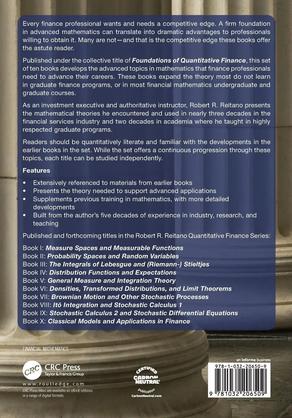 Rückseite: 9781032206509 | Foundations of Quantitative Finance | Robert R. Reitano | Taschenbuch