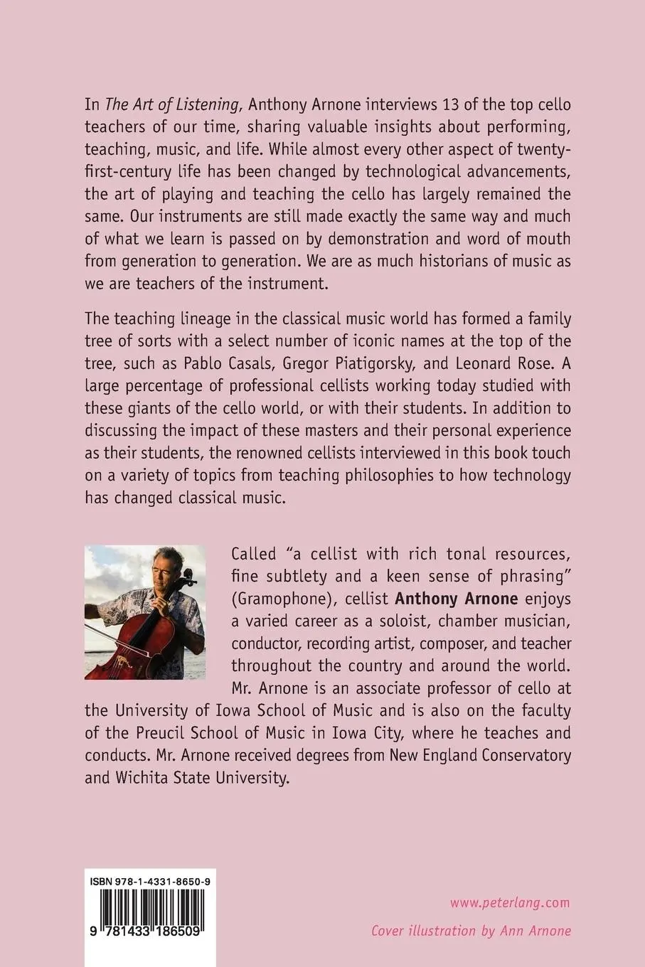 Rückseite: 9781433186509 | The Art of Listening | Conversations with Cellists | Anthony Arnone