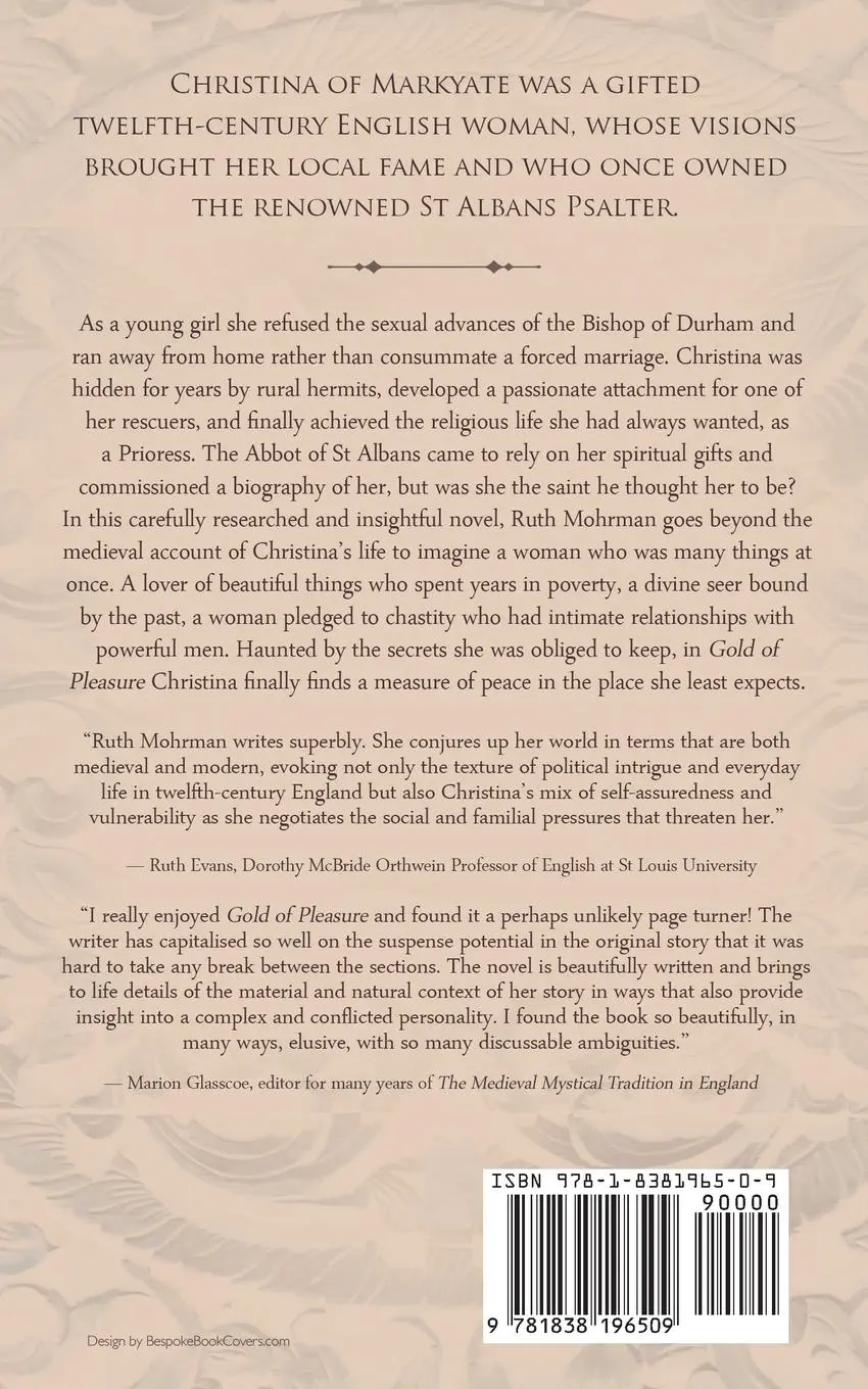 Rückseite: 9781838196509 | Gold of Pleasure | A Novel of Christina of Markyate | Ruth Mohrman