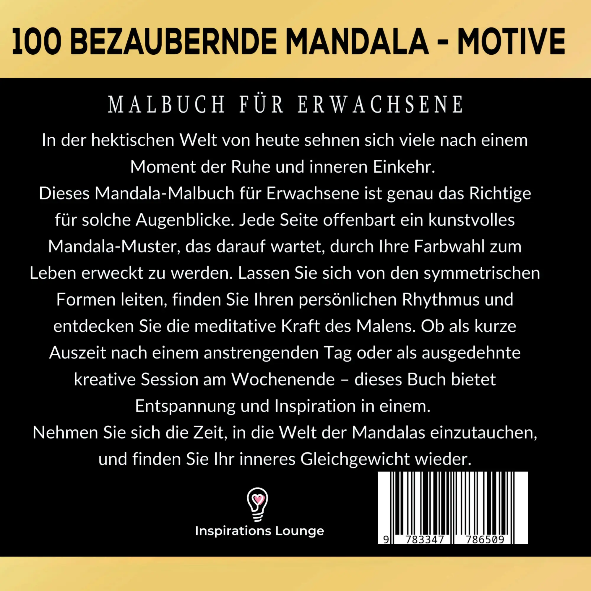 Rückseite: 9783347786509 | 100 Bezaubernde Mandala Malbuch Für Erwachsene | Lounge | Taschenbuch
