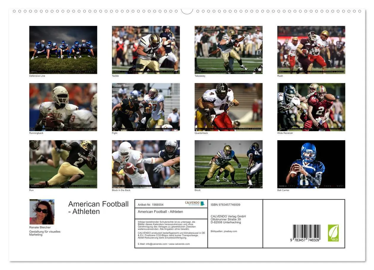 Bild: 9783457746509 | American Football - Athleten (hochwertiger Premium Wandkalender...