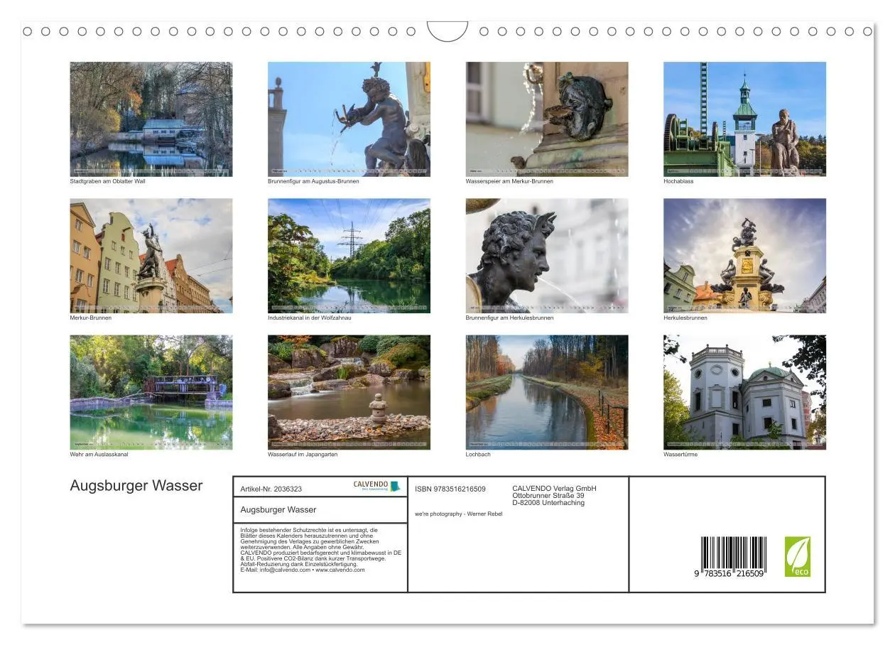 Bild: 9783516216509 | Augsburger Wasser (Wandkalender 2026 DIN A3 quer), CALVENDO...