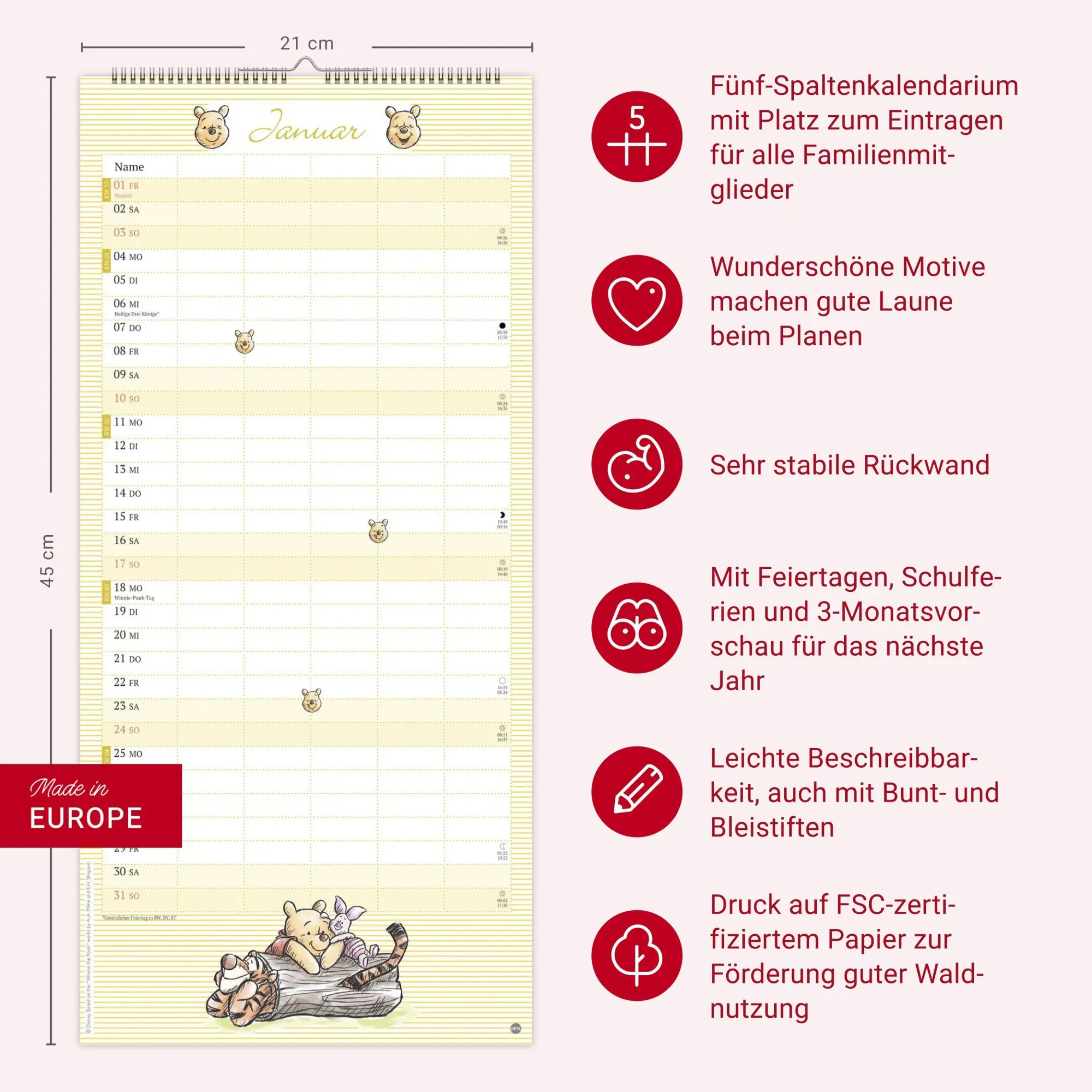 Bild: 9783756416509 | Winnie Puuh Familienplaner 2027 | Heye | Kalender | Spiralbindung