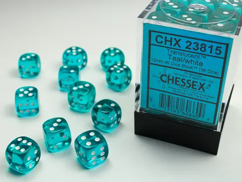 Cover: 713145606609 | Translucent 12mm d6 Teal/white Dice Block™ (36 dice) | deutsch