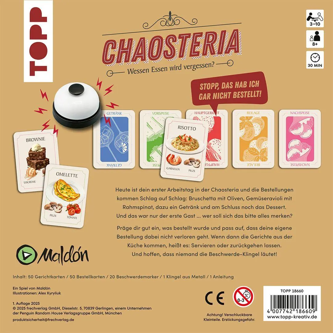 Bild: 4007742186609 | Chaosteria - Wessen Essen wird vergessen? | Maldón | Spiel | Deutsch