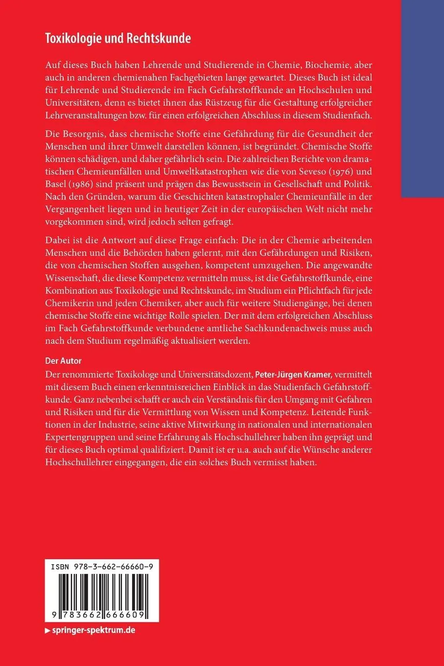 Rückseite: 9783662666609 | Toxikologie und Rechtskunde | Peter-Jürgen Kramer | Taschenbuch | xxx