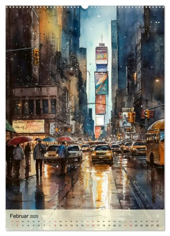 Bild: 9783435876709 | New York - ein Regentag (Wandkalender 2025 DIN A2 hoch), CALVENDO...