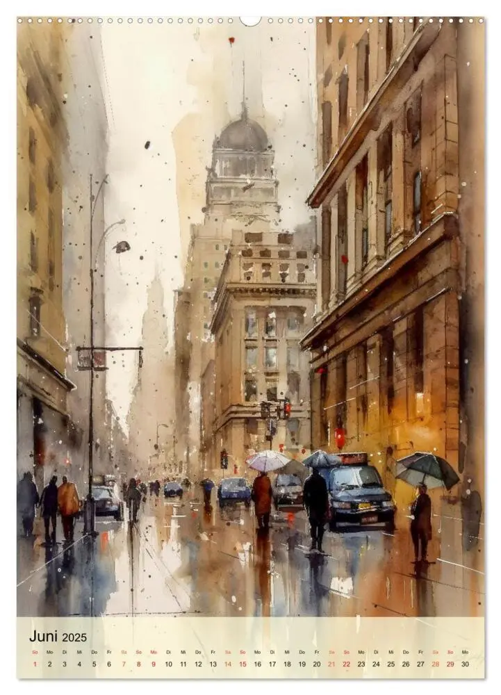 Bild: 9783435876709 | New York - ein Regentag (Wandkalender 2025 DIN A2 hoch), CALVENDO...