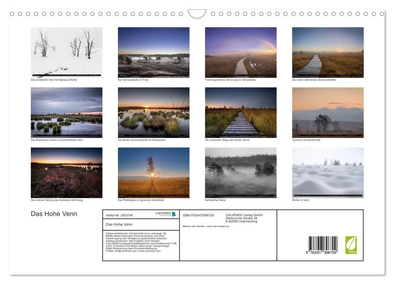 Bild: 9783457896709 | Das Hohe Venn (Wandkalender 2026 DIN A3 quer), CALVENDO Monatskalender