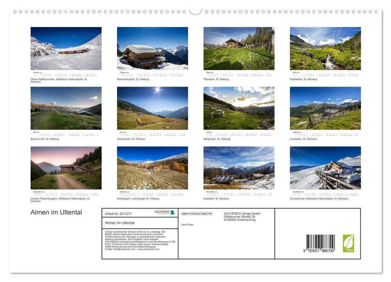 Bild: 9783457966709 | Almen im Ultental (hochwertiger Premium Wandkalender 2026 DIN A2...