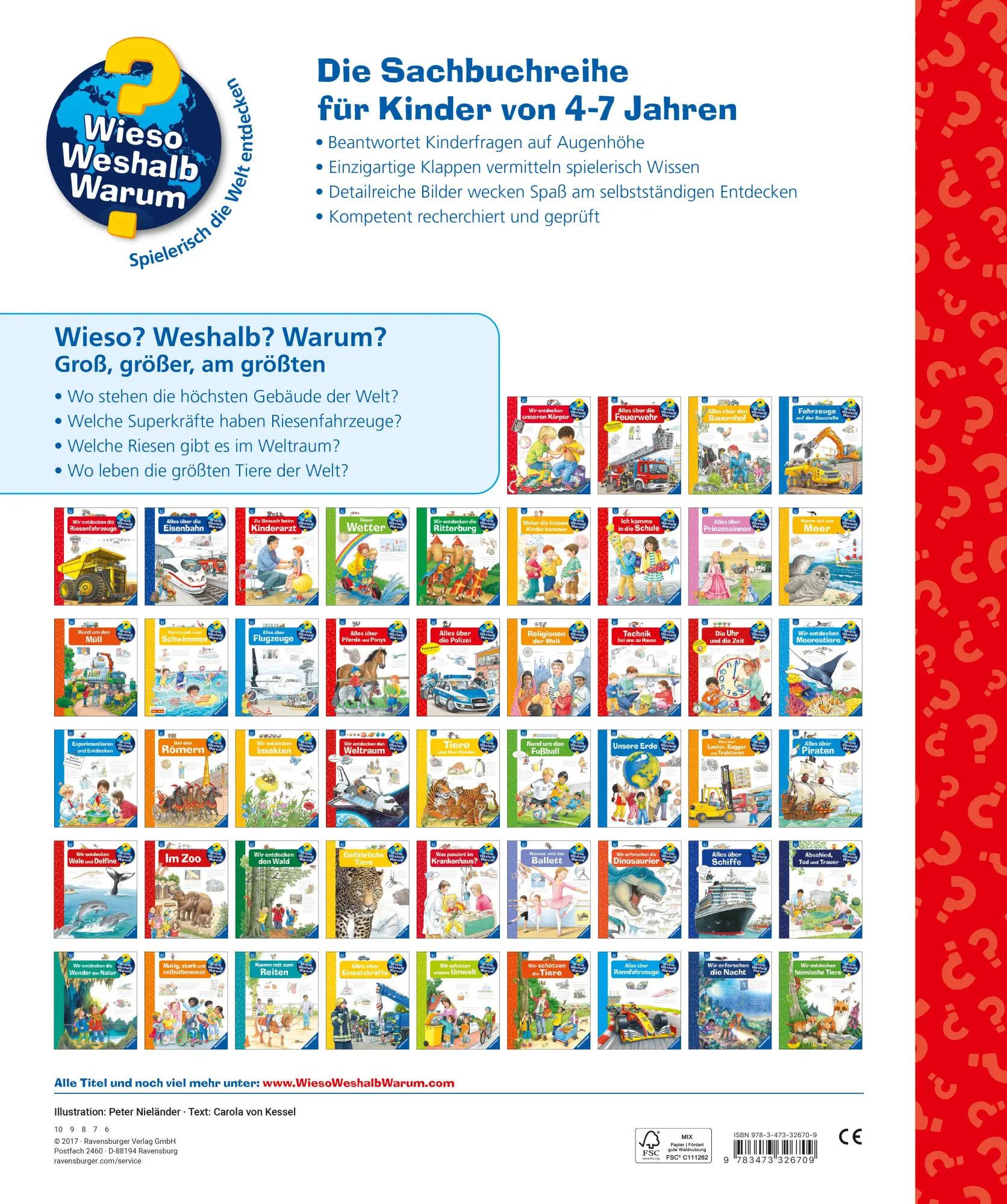 Rückseite: 9783473326709 | Wieso? Weshalb? Warum? Groß, größer, am größten (Riesenbuch) | Kessel